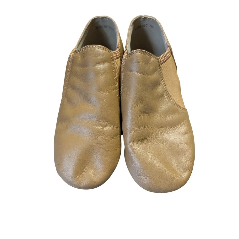 Kids Tan Leather Slip On Split Sole Jazz Dance Shoes Nude Neutral Performance